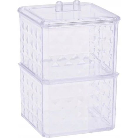 Organizer per cosmetici, cotton fioc, trasparente, 2 pezzi.