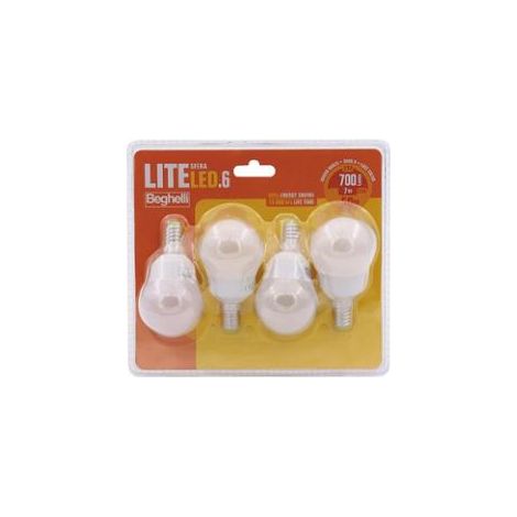 QUADRIPACK LAMPADA LED SFERA E14 7W 3000K LITELED