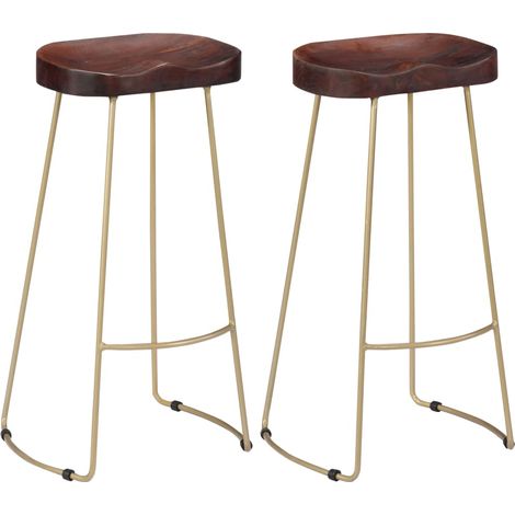 Tabourets de bar Gavin lot de 2 bois de manguier massif vidaXL (1/5)