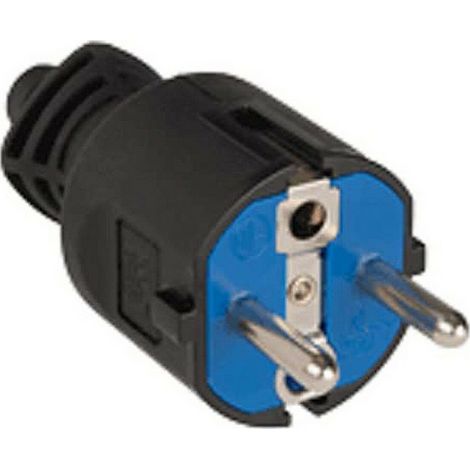 Clavija 2p+t, 16a 250v pvc color negra. sujetacables abatible (retractilado) 706c solera (1/4)