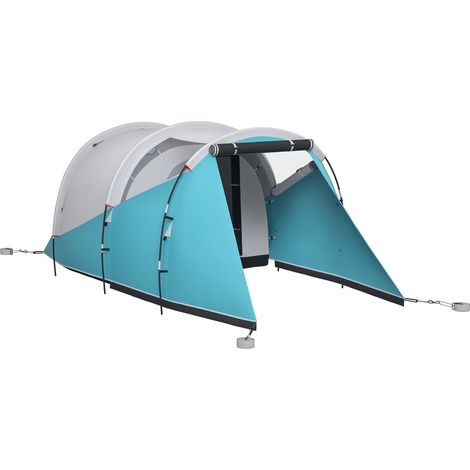 Tente de camping pour 3 personnes, 460 x 260 x 190 cm, bleu, salons et chambres séparés