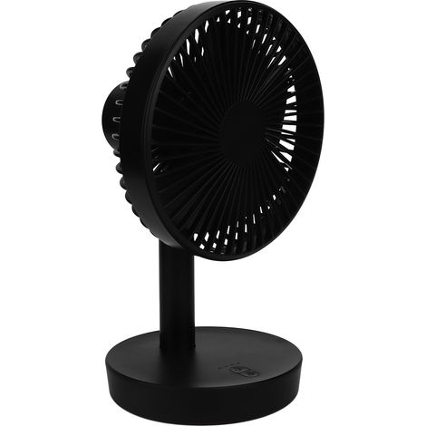 Ventilateur de bureau oscillant USB à 3 vitesses, 5 pales, brise douce, petit ventilateur de bureau personnel avec tête orientable automatique, noir (1/5)