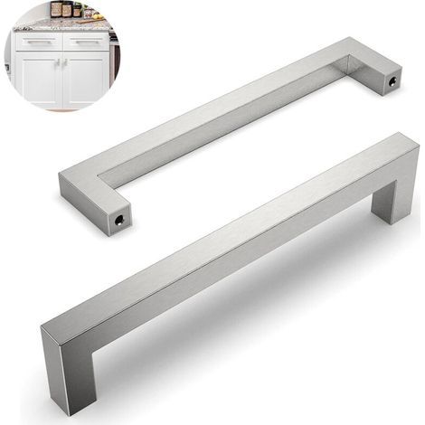 Lote de 10 tiradores para muebles de cocina, distancia entre centros 160 mm, acero inoxidable, tiradores para armarios, manijas para puertas de cocina (1/4)