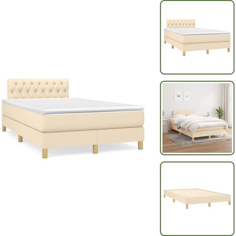 Sommier à lattes de lit avec matelas crème 120x190 cm tissu - Lit Double - Lit Tapissier - Literie - Matelas - Chambre À Coucher (1/5)