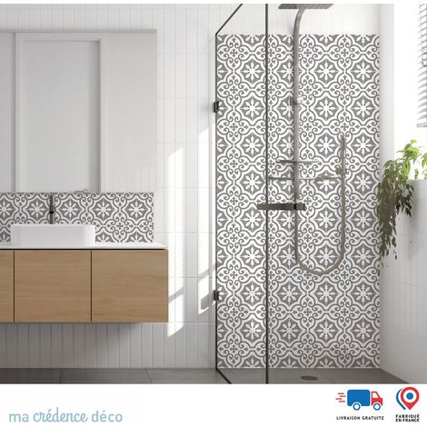 Panneau de douche : Carrelage classique 3 - Couleur Gris platine - Alu composite - 120 - 245 (1/3)
