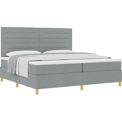 Maison Exclusive - Lit à ressorts avec matelas Gris clair 200 x 200 cm tissu (1/5)