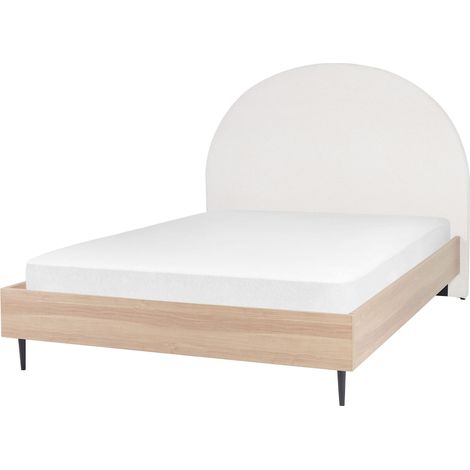 Bett mit Lattenrost Stoff MILLAY 140 x 200 cm Cremeweiß (1/5)