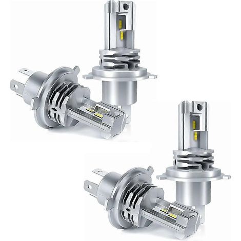 Ampoule LED H4, blanc 6500K, kit de conversion feux de route/croisement pour voiture 12V-24V (4 pièces). (1/5)
