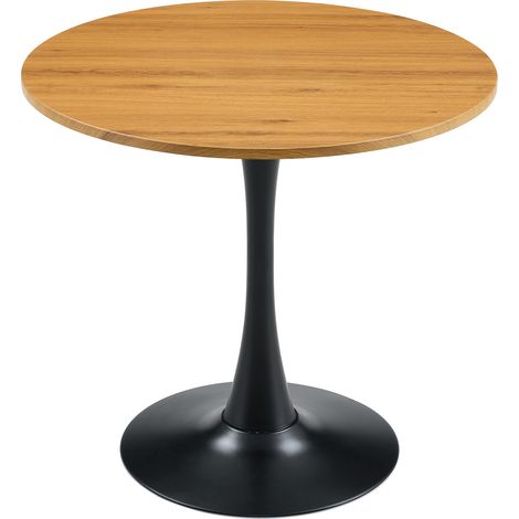 Table ronde style tulipe avec pied métal, diamètre 80 cm, pour cuisine et salon (1/5)