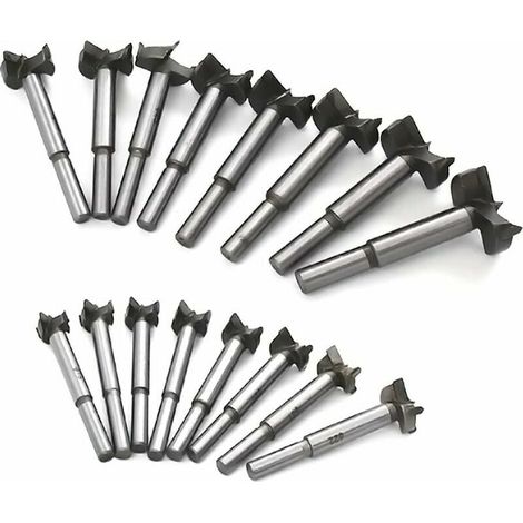Brocas para madera, sierra de corona de acero al carbono de alta velocidad para perforar losas de madera con bisagras de ala plana de carburo cementado de 15-35 mm, 16 unidades (1/5)