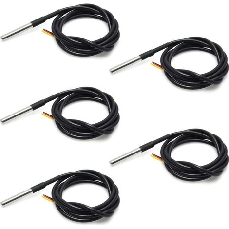 5 PCS 18B20 Capteur de température étanche Thermocouple Thermomètre 1 M avec câble Thermique de résistance Thermique (1/5)