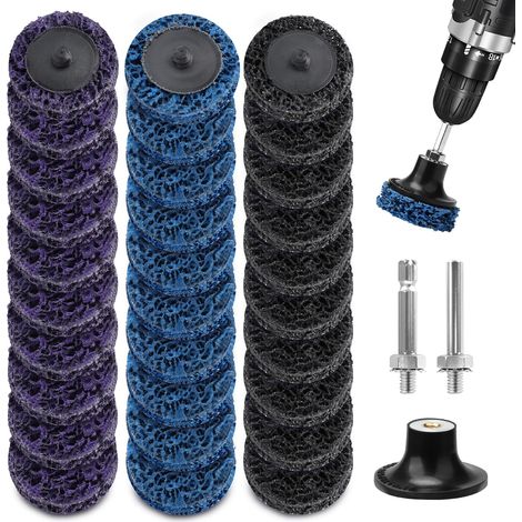 Lot de 30 disques abrasifs de 50 mm - Pour visseuse sans fil - Pour perceuse - Pour enlever la peinture, l'oxydation de la rouille (1/5)
