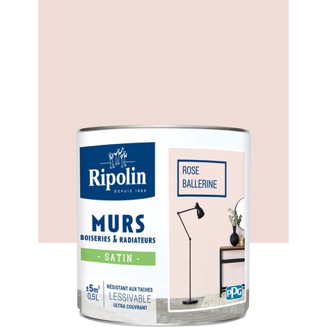 Peinture Murs, Boiseries, Radiateurs RIPOLIN Satin Rose Ballerine 0,5 L (1/5)