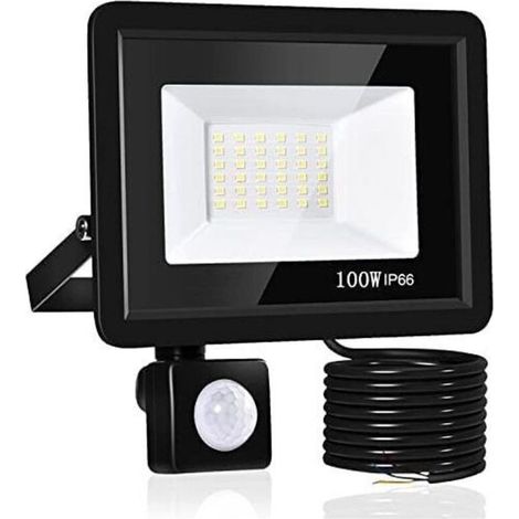 LaBlanc LED-Flutlicht – LED-Flutlicht für den Außenbereich mit Bewegungsmelder – 10.000 lm, 100 W, kaltweiß (6.500 K), IP66 wasserdicht – Geeignet für Garten, Garage, Terrasse, Fabrik, Stadion (1/5)