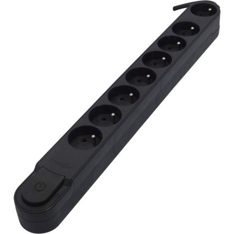 Bloc multiprise 8 Prises 16 A avec Interrupteur, câble 5 m HO5VV-F 3x1,5 mm² Noir (1/3)