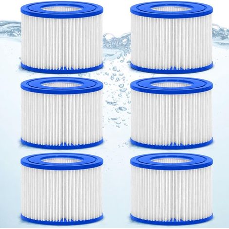 Dailygoods Schwimmbadfilterkartuschen 6 Stück Ersatzfilterkartuschen Spa Whirlpoolfilter Kompatibel mit Miami Vegas Monaco PET Durchmesser 50 mm (1/5)
