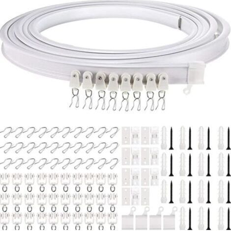 5 Mètres Rail de Plafond Pliable Rail de Rideau Incurvé Montage de Rideau de Plafond Flexible Rail de Fenêtres Courbes pour Rail de Rideau avec Système de Rail Rideau Lit Diviseur, Rail de Plafond (1/5)