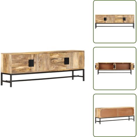 Meuble TV 140x30x50 cm Bois massif de manguier - Meubles Tv - Meuble Tv - Meuble Rustique - Meuble En Bois Massif - Mobilier Salle Séjour (1/5)