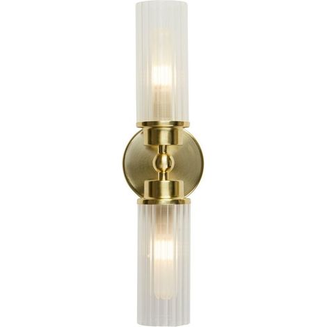 Applique salle de bain CLII laiton satiné verre strié G9 2x33W max IP44 (1/4)