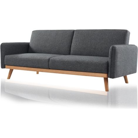 Divano Letto 3 Posti Scandinavo Design Moderno Clik Clak Convertibile Grigio (1/5)