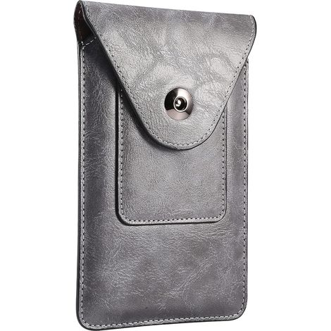 Sac de taille pour téléphone portable en cuir pour hommes (gris 6,5 pouces) (1/3)