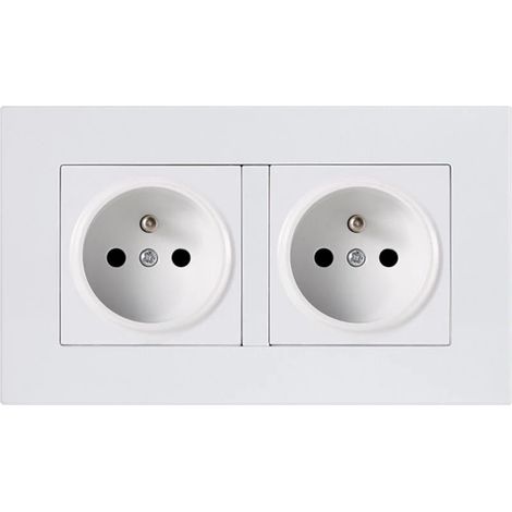 Beijiyi – Prise double précâblée 16 A 2P+T – Montage encastré – Compatible avec boîte d'encastrement double – Gestion des câbles simplifiée – Design moderne (1/4)