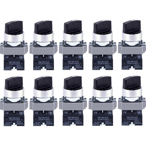 10 Pièces 1 NO 2 Sélecteur Interrupteur à Verrouillage, Commutateur Rotatif 2 Positions 600V 10A, pour Contrôle de Machine (1/5)