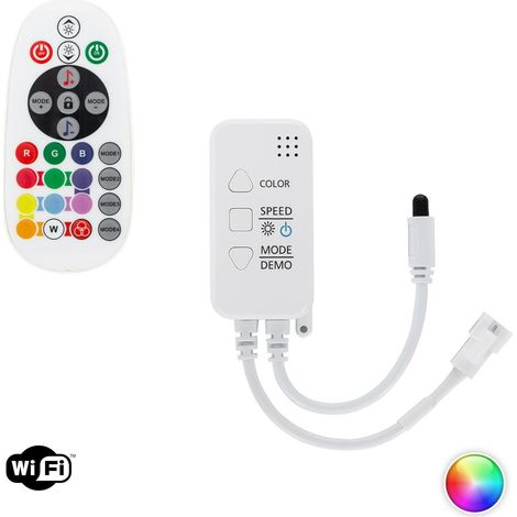 Contrôleur Variateur Wi-Fi pour Ruban LED RGBIC Numérique SPI 12-24V DC avec Télécommande IR RGB