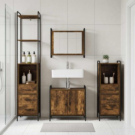 vidaXL Juego de Muebles de Baño 3 uds. Roble Ahumado (1/2)