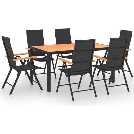 Juego de comedor para jardín 7 piezas negro y marrón vidaXL (1/5)