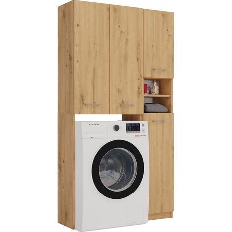 Meuble sous-vasque 96 cm, 4 portes, Chêne Artisan, 96 x 30 x 180 cm (1/5)