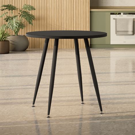 Mesa de comedor / cocina Corin 80x80x75 cm para 2 a 4 personas Tablero en melamina negra de 25 mm Patas metálicas negras MOG Casa