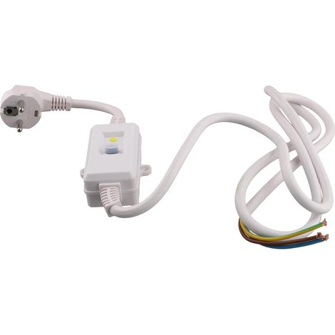 Prise de Disjoncteur FI, Prise de Disjoncteur de Courant Résiduel avec Câble, Adaptateur de Protection Personnelle, Prise UE Blanche (1/5)