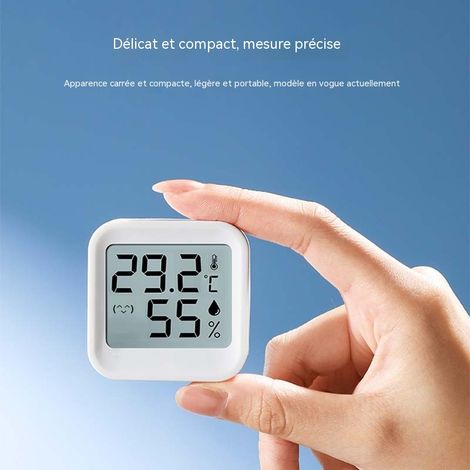 Thermo-hygromètre Numérique Mini Haute Précision, Indicateur Sourire de Confort, Batterie Intégrée, Thermomètre et Hygromètre Compact pour Intérieur Maison
