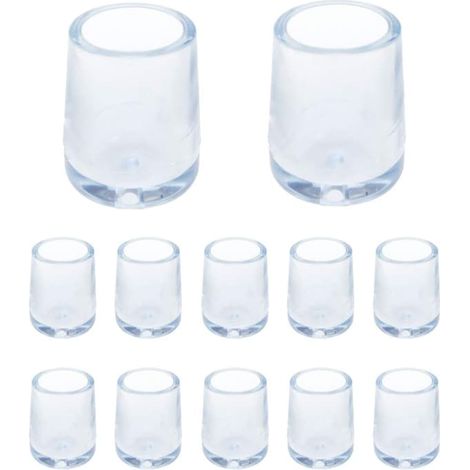 Lot de 12 protections en silicone de 12 mm de diamètre intérieur pour pieds de chaises et de meubles, protègent les sols et empêchent les rayures. (1/4)