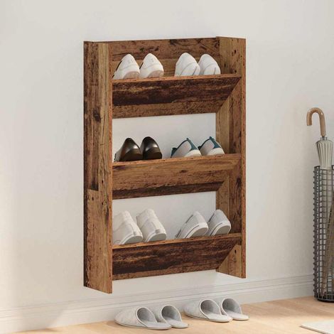 Schuhschrank mit Regal Altholz 60 x 18 x 90 cm Holzwerkstoff