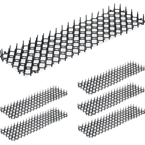 12 x rete spinosa, difesa contro gatti e martore, protezione per aiuole, piante, plastica, tappetino, nero (1/5)