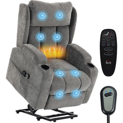 Lift Recliner Chair with Massage and Heat, Grey (1/5)