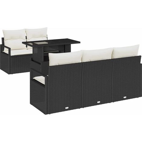 Maison Exclusive - Conjunto de sofá de jardín 6 pcs Negro ratán s