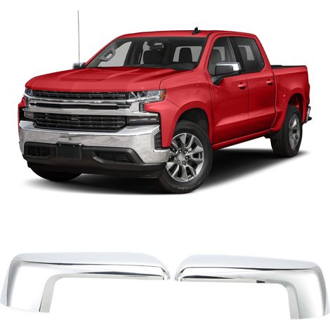 Paar verchromte Spiegelkappen (oberer Teil) zum Aufkleben, für Chevy Silverado 1500 2019-2022 (1/5)