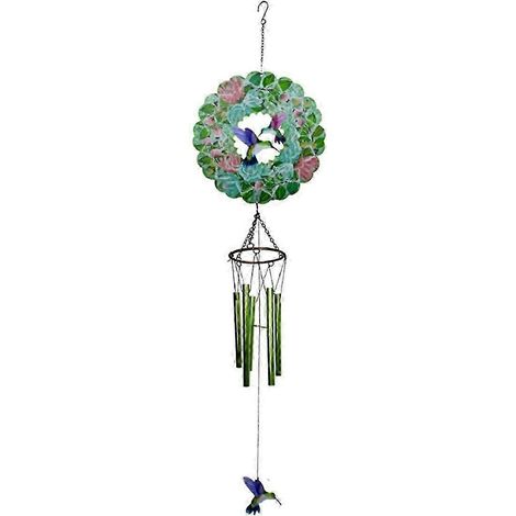 Carillon éolien avec girouette en forme d'oiseau, 107 cm (42,1 pouces), mobile décoratif extérieur à suspendre pour jardin, porche, terrasse ou cour. (1/5)