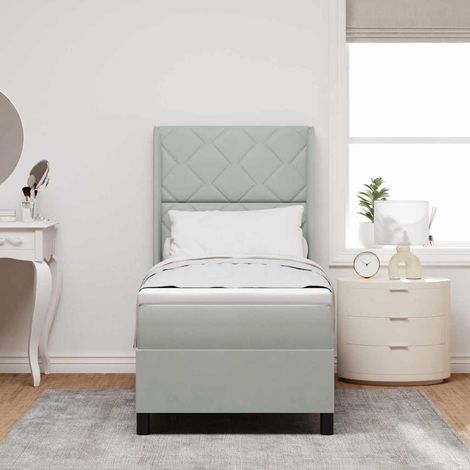 Cama tipo Box Spring Gris Claro 80 x 200 cm Terciopelo (1/5)