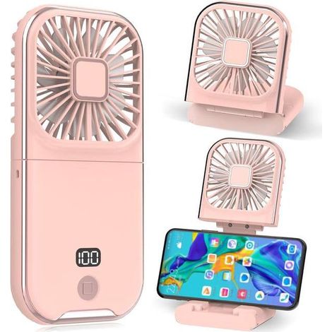 Mini Ventilateur Portable Ventilateur à Main USB Rechargeable Petit Portatif Portable Ventilo Ventilateur de Poche Silencieux Fan (Rose) (1/5)