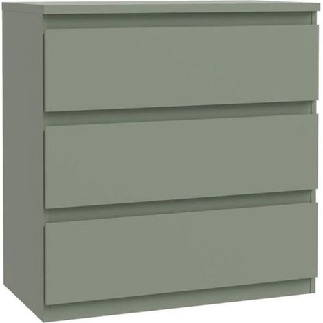 Commode sur pieds 3 tiroirs EDMORE Forte EMOK211-U59 sauge aspect mat 77,2 x 42 x 79,8 cm (1/5)