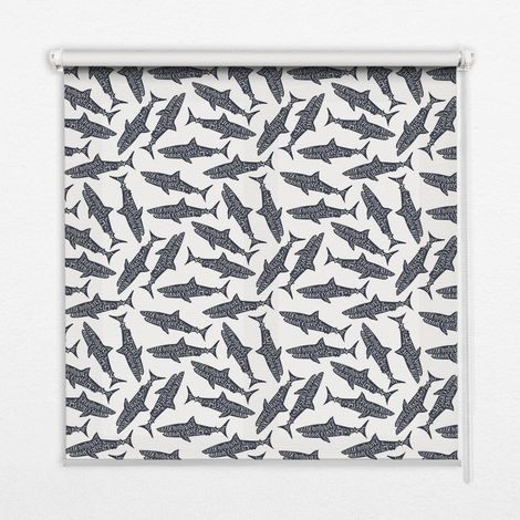 Tenda a Rullo Interna per Finestra - Tenda Filtrante Luce - Tenda Privacy - Tenda Decorativa Rettangolare - Rullo per Interni - (100 cm x 100 cm) - Squali (1/5)