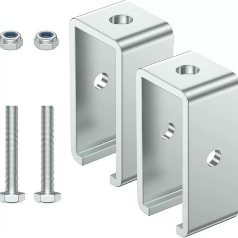Étriers de fixation en U pour rail profilé, supports métalliques avec boulons et écrous frein, accessoire montage structure métallique (1/5)