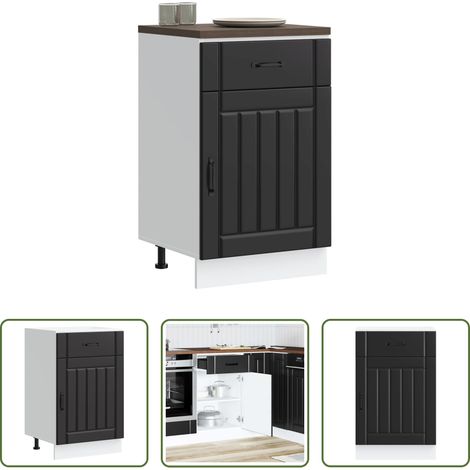 vidaXL Holzwerkstoff -  Küchen-Unterschrank Lucca Schwarz Holzwerkstoff (1/5)