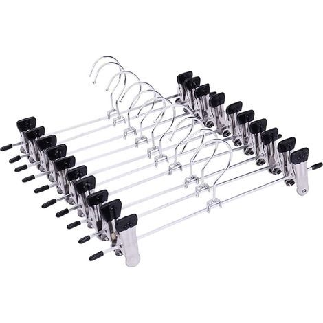 10 pièces Cintres pour pantalons Cintres pour jupes durables et robustes Cintres pour pantalons avec clips Cintres lâches pour pantalons Cintres pour pantalons Cintres pour vêtements (1/4)