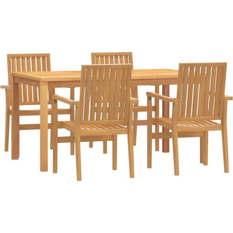 Maison Exclusive - 5-tlg. Garten-Essgruppe Massivholz Teak