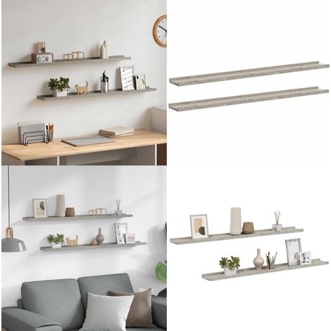 Wandregale 2 Stk. Betongrau 100x9x3 cm - Wandregal - Betonlook - Möbel Für Die Wand - Stauraum - Dekoration - Home & Living (1/5)